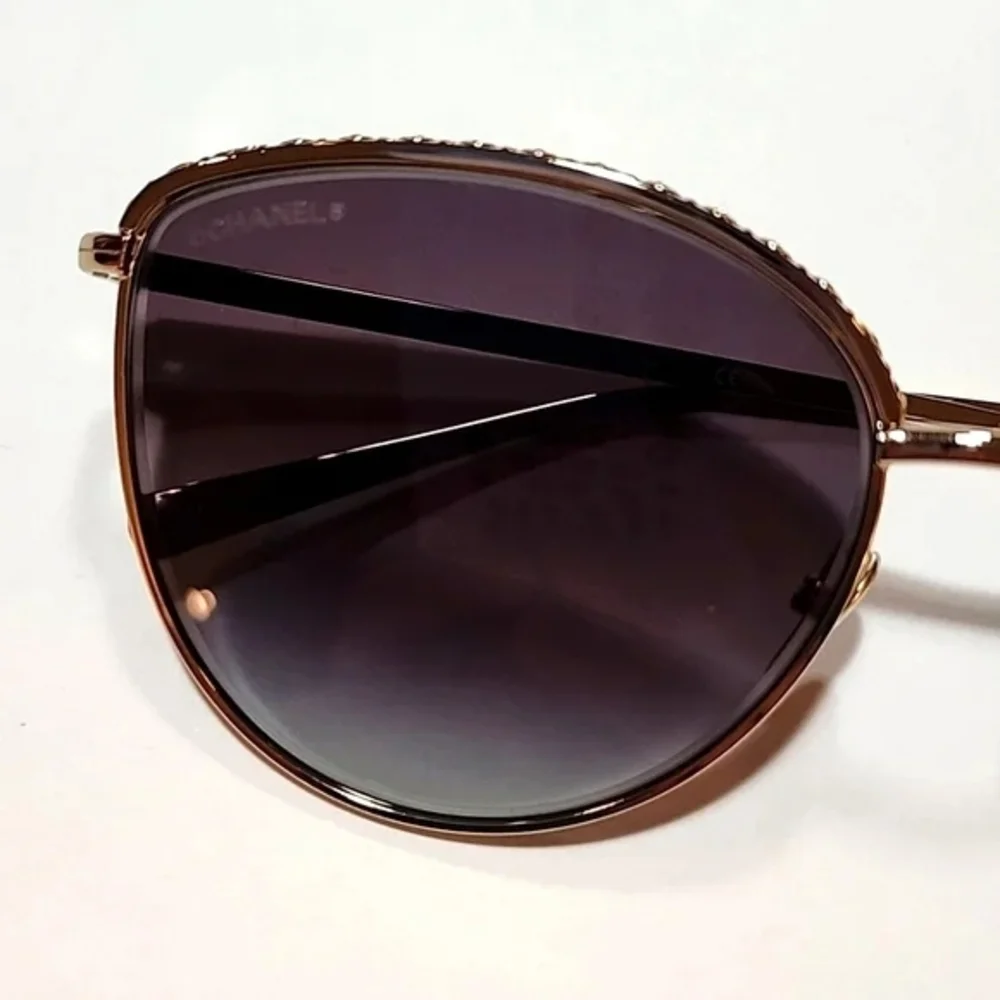CHANEL Gold and Black Sunglasses - Picture 3 of 14